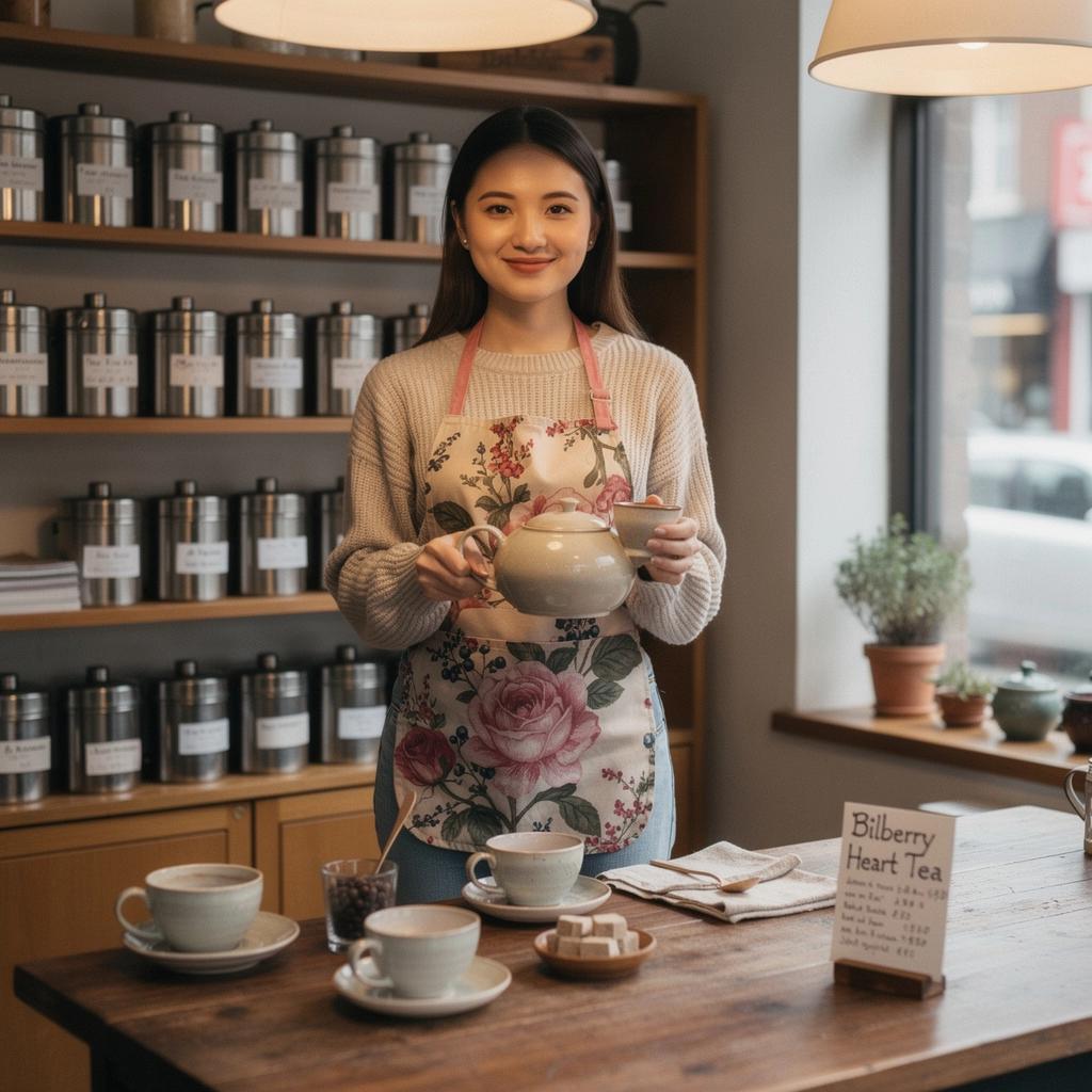 Mėlynųjų spanguolių arbatos pakelis su informacija apie naudą