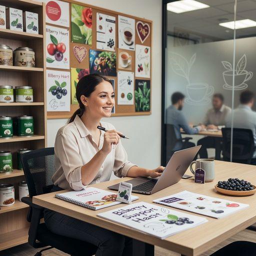 Arbatos šaltinis su mėlynėmis ir širdies sveikatos simbolika
